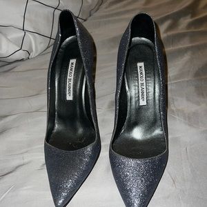 Silver glitter heels (manolo blahnik)